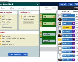 Creating a team match on BBO (with example of pre-loaded hands)